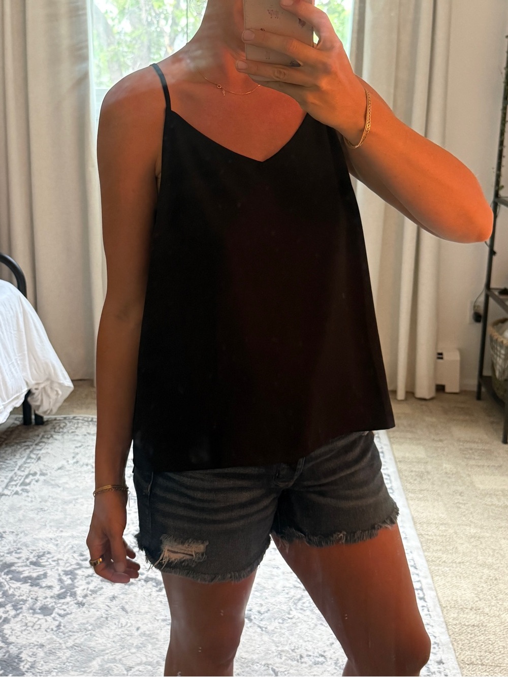 41 Hawthorn Black Satin V-Neck Camisole